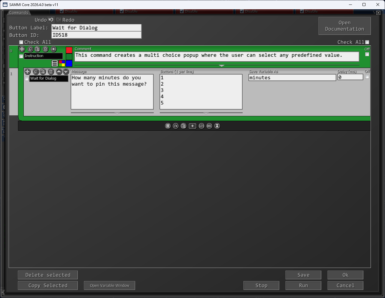 Wait for Dialog command setup