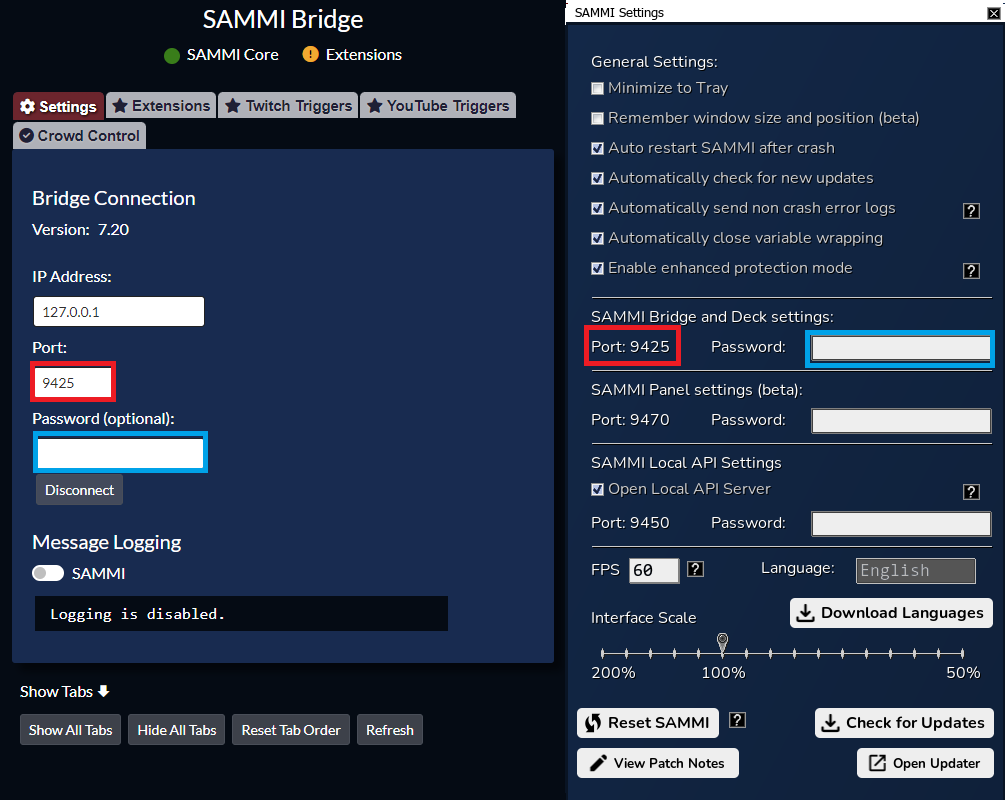 Bridge Connection Settings