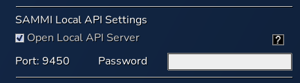 Local API settings in SAMMI Core