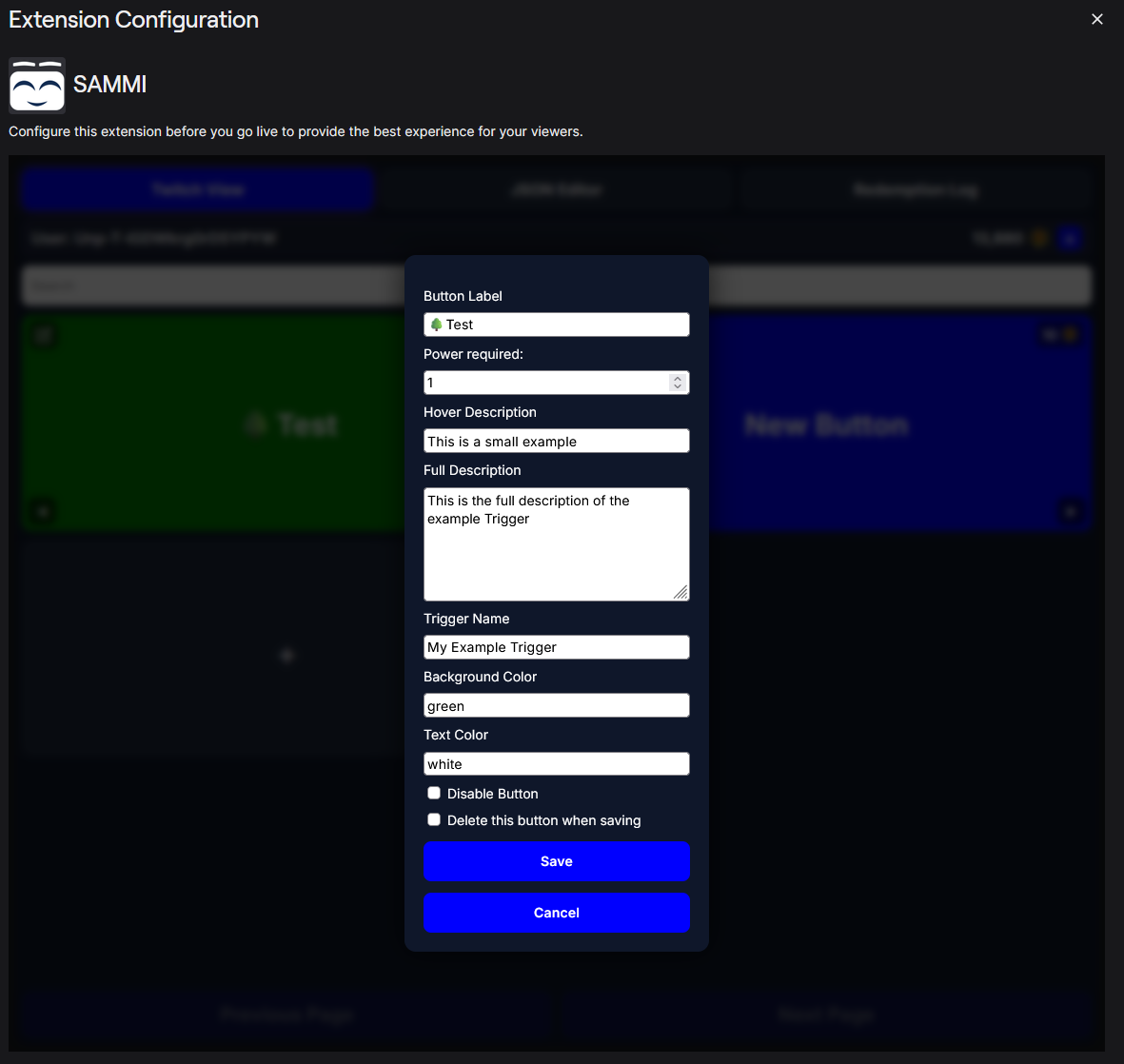 Click to enlarge Editing a button